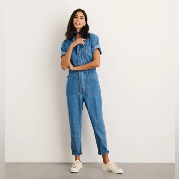 Alex Mill Standard Short Sleeve Jumpsuit in Denim - Picture 1 of 12